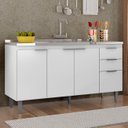 Ver imagem 2 de Balcão de Cozinha com Pia Inox 150cm Pérola Z34 Branco - Mpozenato
