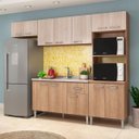 Ver imagem 1 de Cozinha Modulada Pequena Balcão Pia Max 262 Cm Armário Nicho Forno Mdp Carvalho Blanche - Clicklar