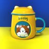 Caneca Porcelana 3d com Tampa e Colher Gatinho Amarela - 4