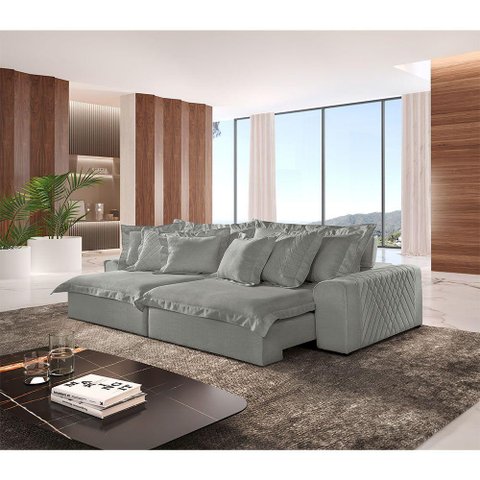 Sofá Luz Linho 02 Módulos de 120m B25cm Meu Sofá Online A230 Linho Cinza
