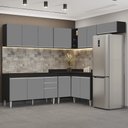 Ver imagem 2 de Armário de Cozinha Modulado de Canto 7 Peças Cp22 Balcão sem Tampo Preto/cinza - Lumil Lumil Móveis