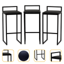 Ver imagem 1 de Kit 3 Banqueta Quadrada Preta para Balcão Ilha Cozinha Gourmet Bancada Piscina Bares Àrea de Lazer