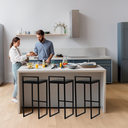 Ver imagem 6 de Kit 3 Banqueta Quadrada Preta para Balcão Ilha Cozinha Gourmet Bancada Piscina Bares Àrea de Lazer