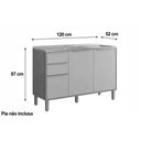 Ver imagem 2 de Balcão Cozinha Modulado Celeste C/ 3 Portas e 2 Gavetas S/tampo 120cm Cinamomo/platina Mgm