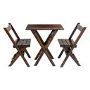 Ver imagem 2 de Kit 2 Jogos de Mesa Aparador Bar Dobrável com 2 Cadeiras em Madeira Maciça - Imbuia