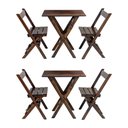 Ver imagem 1 de Kit 2 Jogos de Mesa Aparador Bar Dobrável com 2 Cadeiras em Madeira Maciça - Imbuia