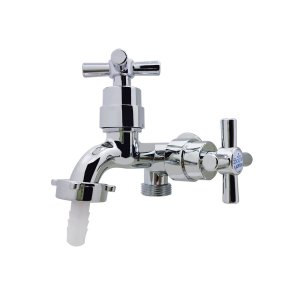 Torneira Pia Tanque Maquina Jardim Duas Saídas C/ Bico Cromado Abs