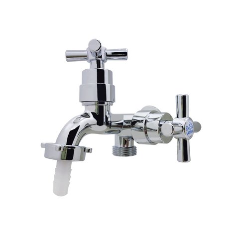 Torneira Pia Tanque Maquina Jardim Duas Saídas C/ Bico Cromado Abs