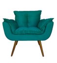 Ver imagem 3 de Jogo 2 Poltronas Decorativa Estofada Para Consultório Opala Suede Azul Turquesa - LM DECOR
