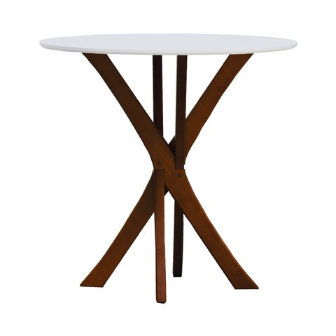 Mesa de Jantar Tiê Tampo Redondo Ø80 Amêndoa/Branco
