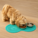 Ver imagem 4 de Tapete Pet Comedouro Vinílico Cão 46x26cm Turquesa Uzoo