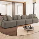 Ver imagem 2 de Sofá 4 Lugares para Sala de Estar Living 308cm Arlo F04 Veludo Marrom Claro Tc-12021 - Lyam Decor