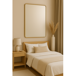Espelho 4mm 50x100 Retangular Borda Arredondada Moldura Dourada Decorativo - 3