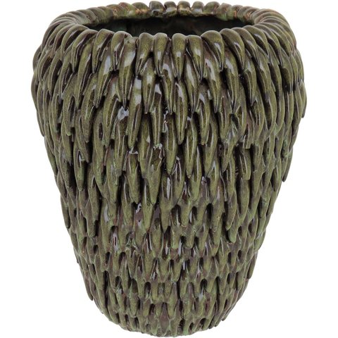 Vaso Decorativo Enfeite Casa Cerâmica 28x24x24cm Verde