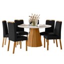 Ver imagem 1 de Conjunto Sala de Jantar Mesa Isis 135x135 6 Cadeiras Anitta 2024 Ype/off White/veludo Preto