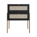 Ver imagem 4 de Mesa de Cabeceira 2 Gavetas Palhinha Pé Metal Oslo Artesano | Nero/dourado