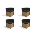 Ver imagem 2 de Kit 4 Cadeiras de Cozinha 4cad800 4 Un Freijó - Assento/encosto Suede Bege Geométric - Kappesberg