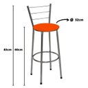 Ver imagem 3 de Kit 3 Banquetas Média Cromada Com Encosto Assento Laranja