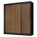 Ver imagem 3 de Guarda-roupa Casal 3 Portas de Correr Preto/rustic Nobre Madesa