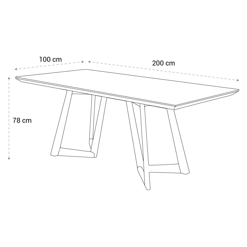 Mesa de Jantar Retangular Madeira Tampo Laqueado com Vidro - Olimpo:200x100cm - 3