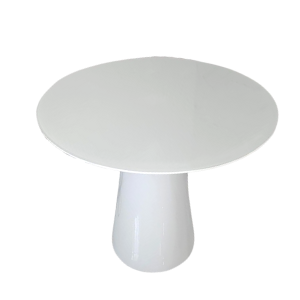 Mesa de Jantar Cone 120 Cm Tampo Laca Branca + Vidro Base Branca