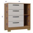 Ver imagem 3 de Cômoda 868 4 Gavetas e 1 Porta Cinamom Off White - Poquema