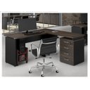 Ver imagem 1 de Mesa p/ Escritório em L Web30 1,35m 4 Gavetas Marsala/Preto