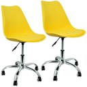 Ver imagem 1 de Kit 2 Cadeiras Leda Office Luisa Saarinen Estofada Base Giratória Cromada - Amarela Amarelo
