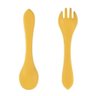 Kit Garfo e Colher Silicone Alimentação Infantil Bebe BLW Amarelo Mostarda - 5