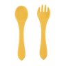 Kit Garfo e Colher Silicone Alimentação Infantil Bebe BLW Amarelo Mostarda - 8