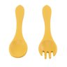 Kit Garfo e Colher Silicone Alimentação Infantil Bebe BLW Amarelo Mostarda - 9