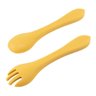 Kit Garfo e Colher Silicone Alimentação Infantil Bebe BLW Amarelo Mostarda - 3