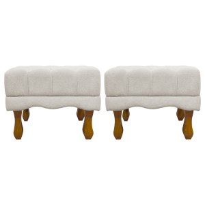 Kit 2 Puffs Decorativos para Sala Duque Retangular Bouclé Premium Capitonê Cores