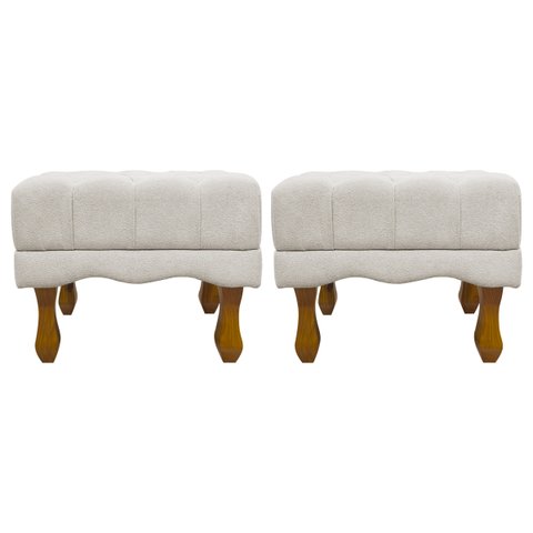 Kit 2 Puffs Decorativos para Sala Duque Retangular Bouclé Premium Capitonê Cores