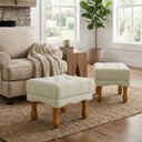 Ver imagem 1 de Kit 2 Puffs Duque Bouclé Premium de Luxo Elegantes para Sala Quarto Decoração Pés Luiz Xv Castanho