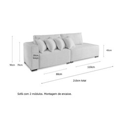 Sofá 2 3 4 Lugares Modulado Chaise Almofada Solta Molas Isa Be Linho Offwhite 2,1m - 4