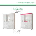 Ver imagem 6 de Guarda Roupa Solteiro Capelinha Atenas Branco Rosa Flex com Espelho com Escrivaninha Multiuso