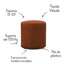 Ver imagem 3 de Puff Decorativo Viena Redondo Pé de Plastico e Tecido Veludo:terracota
