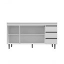 Ver imagem 5 de Balcão Gabinete para Pia Andreia com Tampo 160cm 3 Portas 3 Gavetas Branco