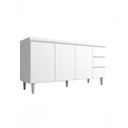 Ver imagem 1 de Balcão Gabinete para Pia Andreia com Tampo 160cm 3 Portas 3 Gavetas Branco