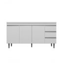 Ver imagem 6 de Balcão Gabinete para Pia Andreia com Tampo 160cm 3 Portas 3 Gavetas Branco