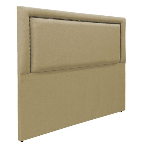 Cabeceira Cama Box Premium Almofadada Lisa Luxo Linho Rbl:casal Tradicional/bege