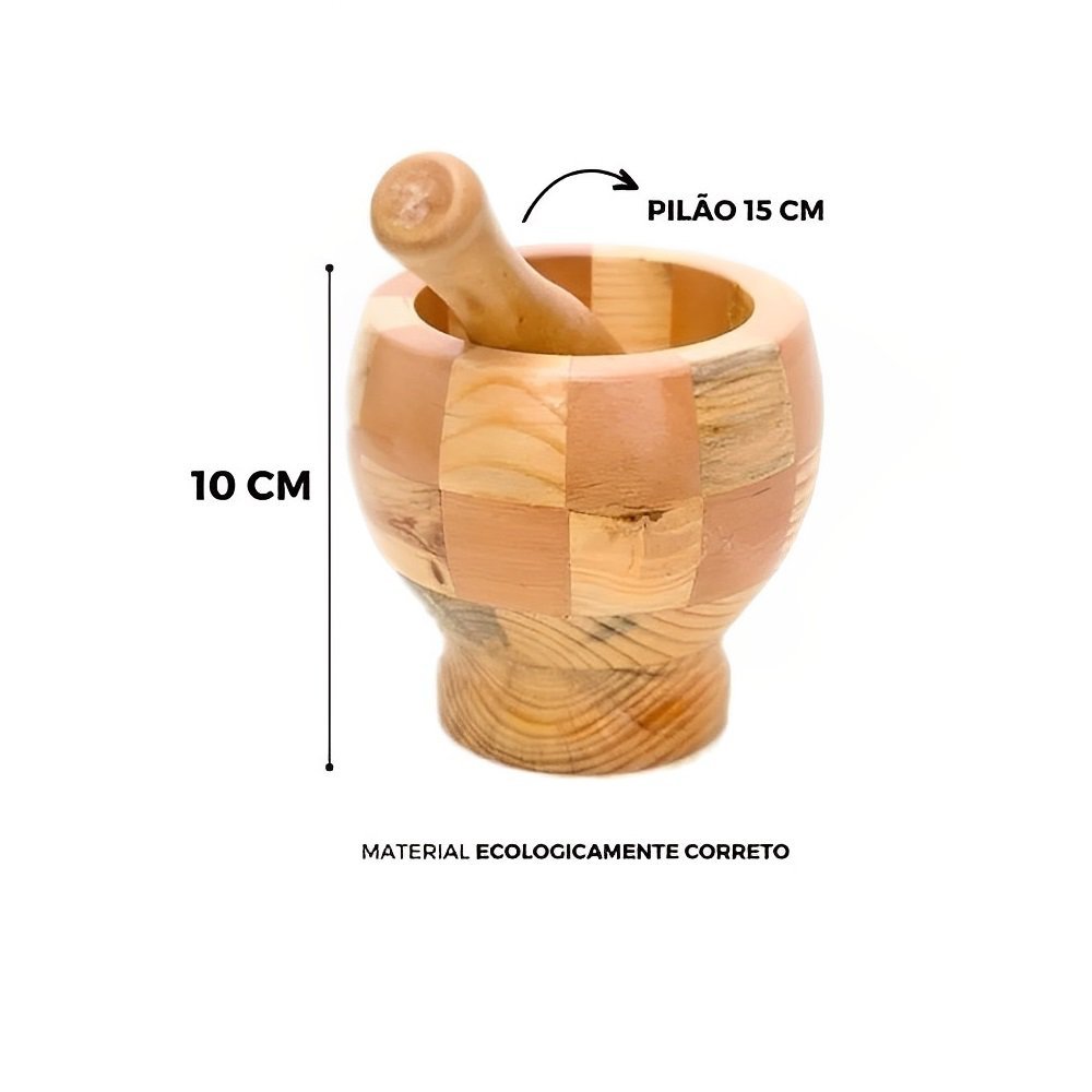 Pilão e amassador de bambu resistente para moer temperos - 3