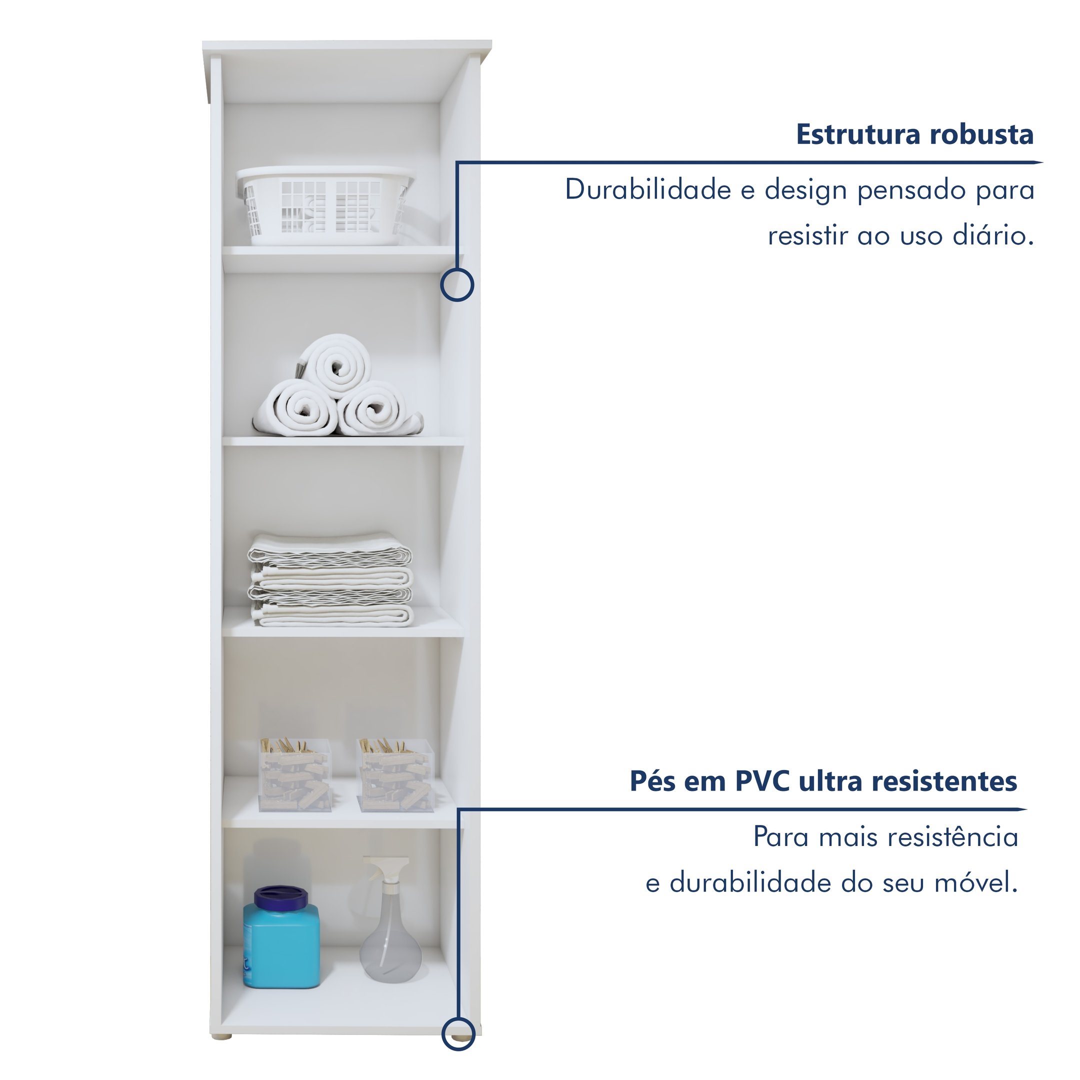 Armário Multiuso 1 Porta e 4 Prateleiras para Lavanderia Jasmim Yescasa - 5