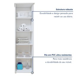 Armário Multiuso 1 Porta e 4 Prateleiras para Lavanderia Jasmim Yescasa - 7