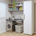 Ver imagem 1 de Armário Multiuso 1 Porta e 4 Prateleiras para Lavanderia Jasmim Yescasa