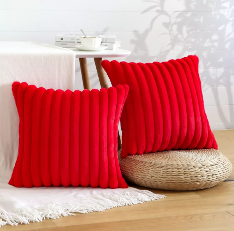 Kit 2 Capas P/ Almofada em Pelucia Wave Soft - 43x43 Cm Vermelho - 2