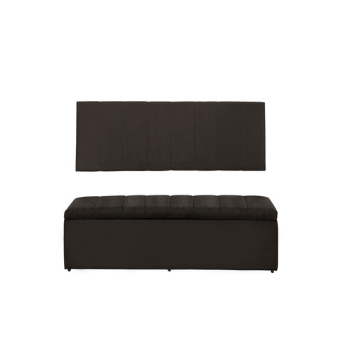 Kit Cabeceira e Calçadeira Vitoria 158 cm Suede Marrom Escuro