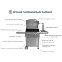 Ver imagem 6 de Churrasqueira a Gas de Carrinho Gourmet 4 Queimadores com 1 Queimador Lateral Inox Mimo Style