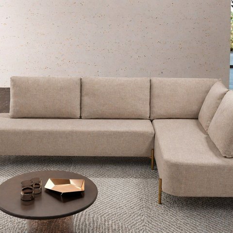 Sofá de Canto Londres Chaise Linha Orgânico Bege